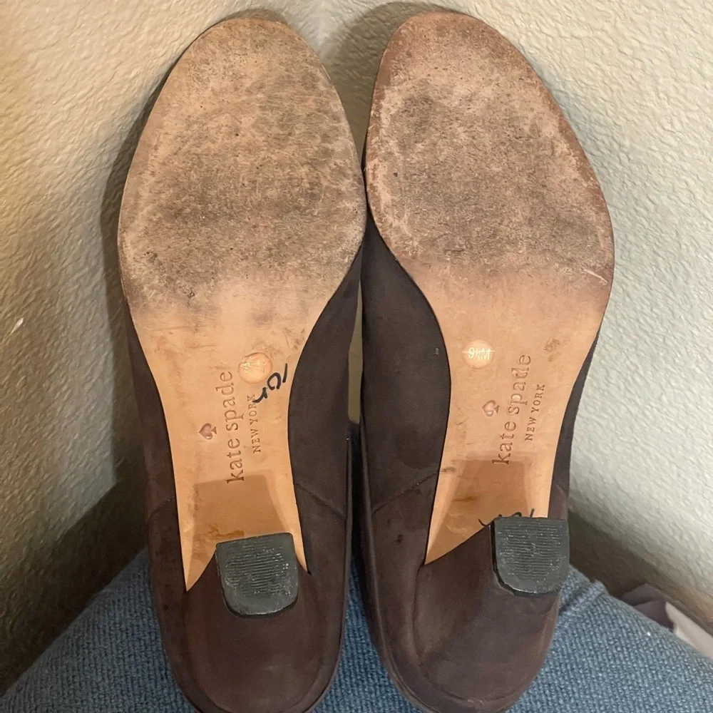 Kate Spade Chocolate Suede Heeled Booties size 9.5M